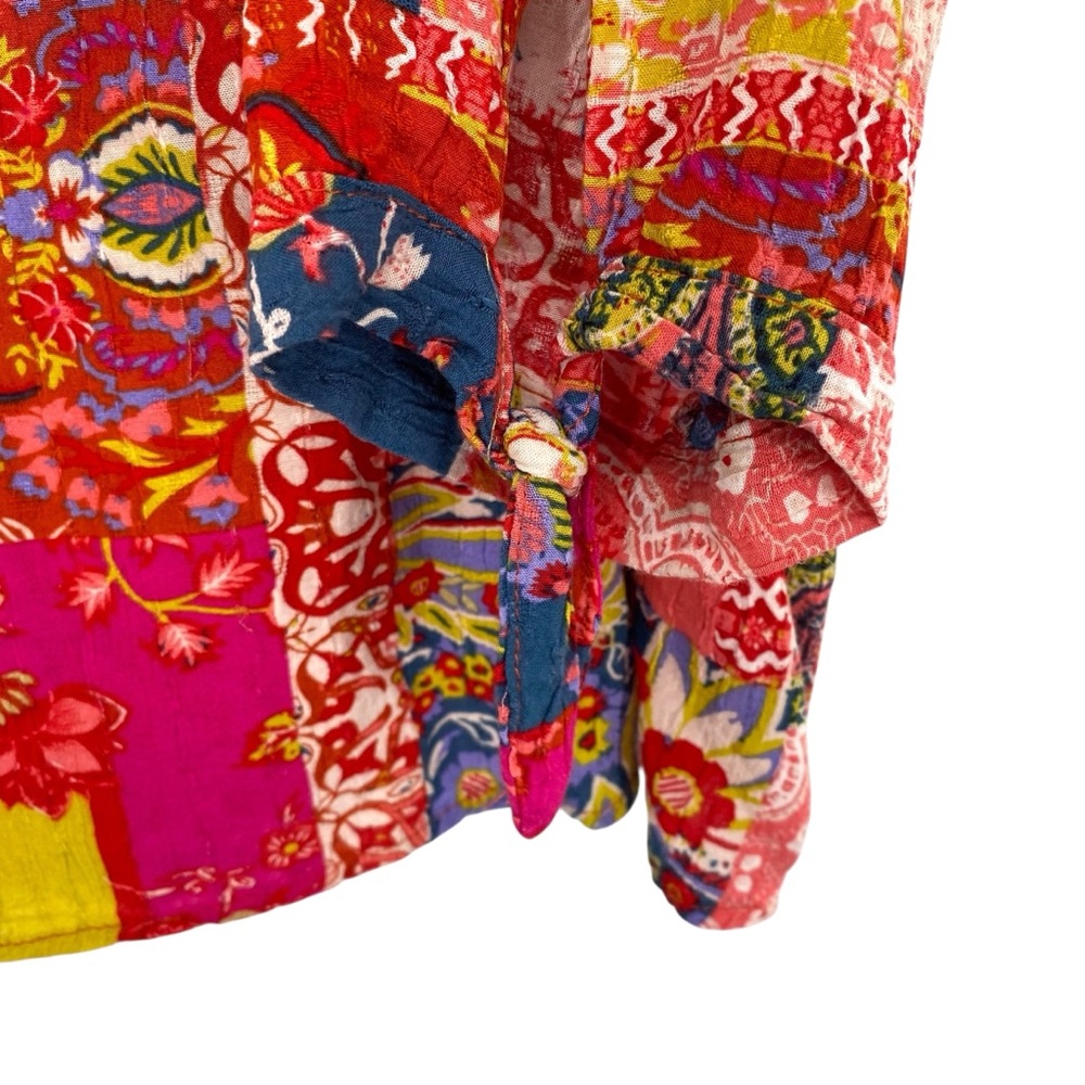 Jones New York Patchwork Print Paisley Floral Top Boho - Picture 3 of 6